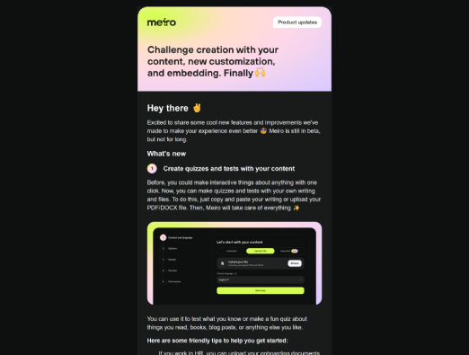 Preview screenshot of meiro email
